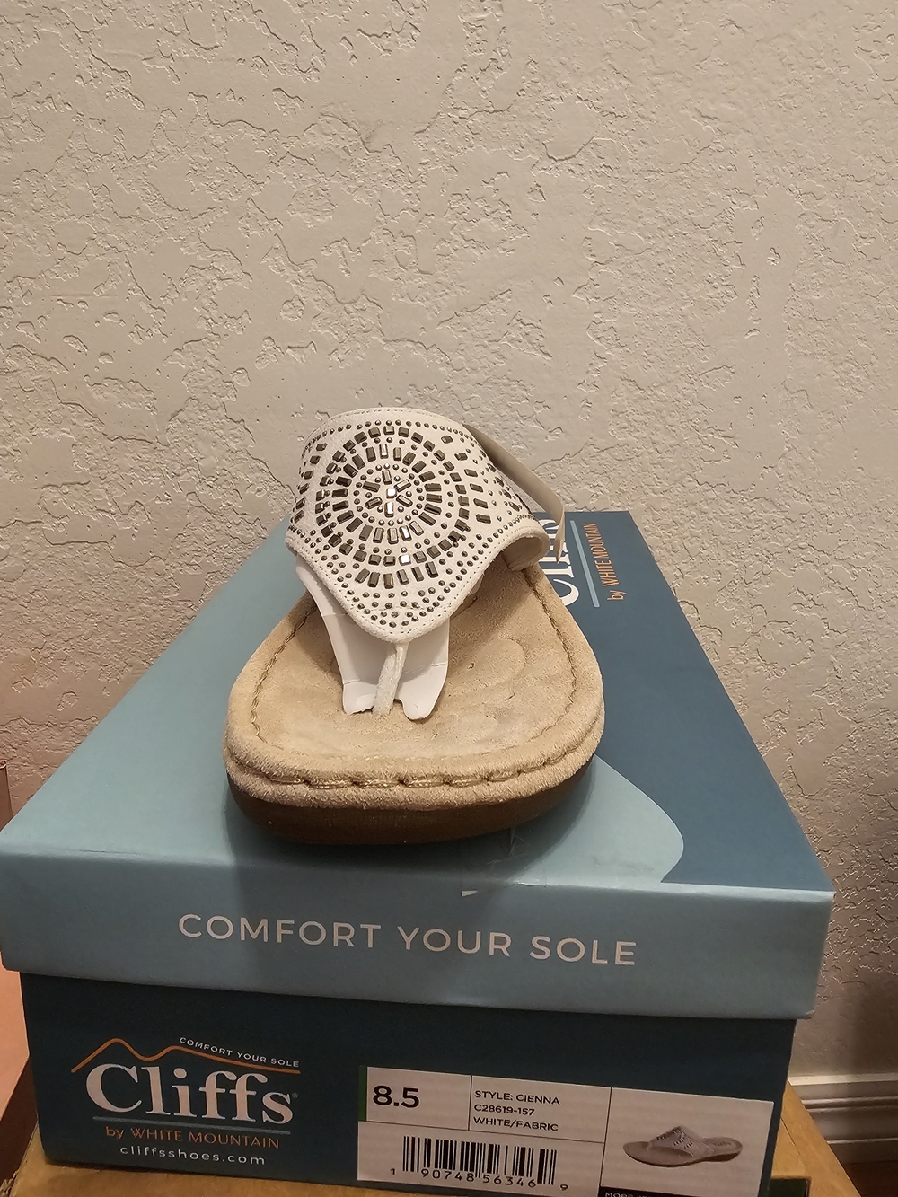 White Mountain Women’s White Embellished Thong Sandals